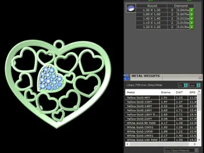 light weight yellow gold  diamond pendent -DOC-P8105 3D print model