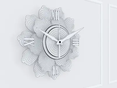 Decorative Metal Clock plants with gold  m8 3D model