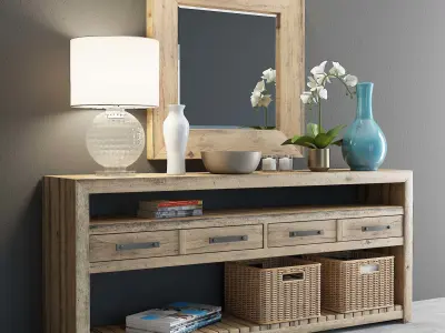 Roslyn Country Table with Decorative Accessories set 3D model