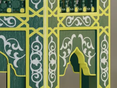 Moroccan octagonal side table 04 3D model