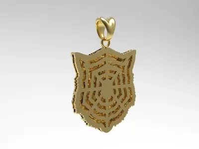 Pendant 3D print model wolf 3D print model