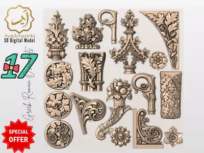 17 Gothic and  Romanesque 3D Models Bundle Perfect for CNC  3D print model