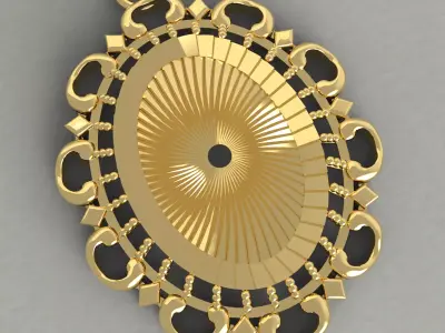 Vintage Victorian Ornate Oval Pendant STL 3D print model