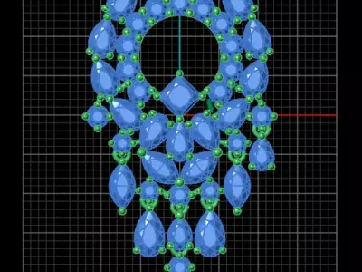 pear and princess high jewelry earring 3D print model