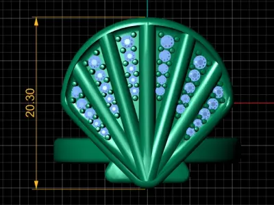 SHELL DESIGN GOLD RING 3D PRINTABLE MODEL 3D print model