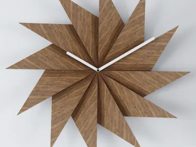 Clock origami wall made of wood 3D model