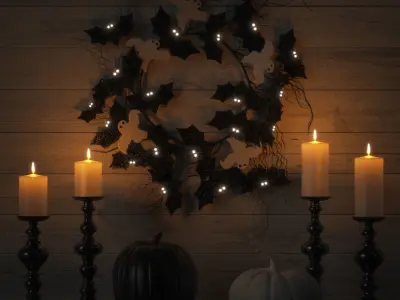 Halloween wreath black and white 3D model