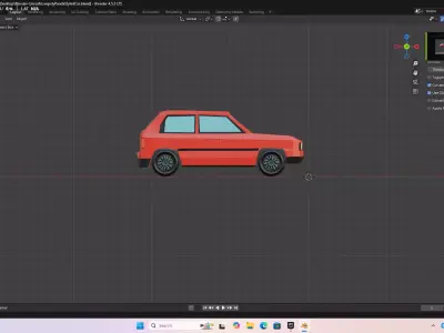 Low Poly Fiat Panda inspired Rigged Car 3D model
