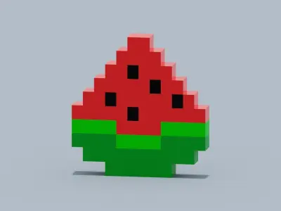 Voxel Watermelon Low-poly 3D model