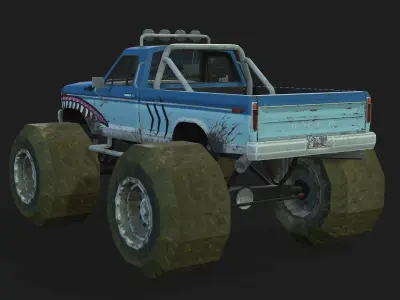 Monster Truck  Low Poly  Game And 3d Animation Ready Low-poly 3D model