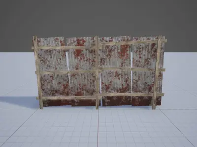 Galvanized roof wall Low-poly 3D model