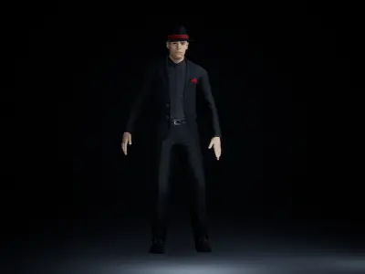 Noir Gangster in a suit Low-poly 3D model