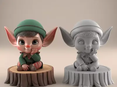 Cute Elf 3D STL File for Home and Desk Decor 3D print model