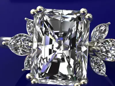 Elisa diamond leaf ring 3D model