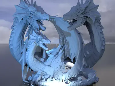 Arthurian Dragon King Sculpture huge   3D model