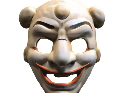 Japonese Mask comic Low-poly 3D model