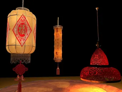 Chinese red  lantern  3D model