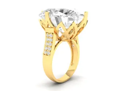 Luxury Crown Large Gemstone Ring for Women 3D Model 475 3D print model