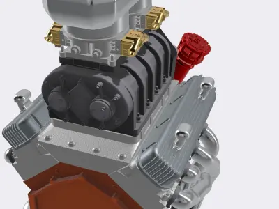 Vintage Blown BBC Drag Engine 3 configs with Options 3D print model
