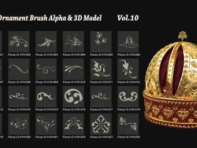 103 Ornament Brush  Alpha  3D Model Vol 10 3D model