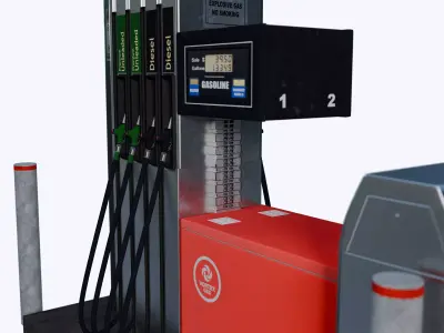 Gas Pump Game Ready PBR Low-poly 3D model