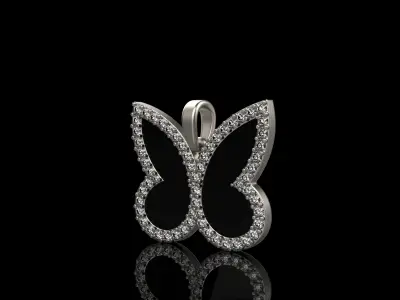 Enamel butterfly pendant with gems  model  1005 3D print model