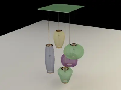 Chinese red lantern  3D model 7