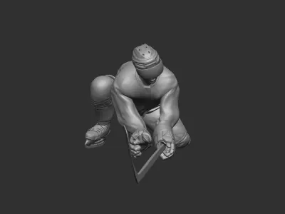 hockey player blocking pose 3D print model