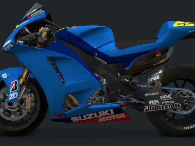Suzuki Racing Bike Low-poly 3D model