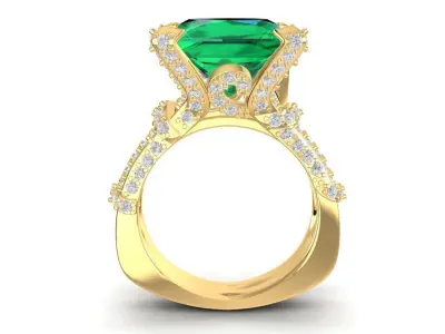 Luxury Emerald Cut Gemstone Ring for Women 1709 3D print model