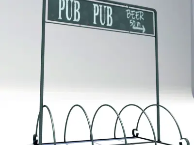 Bicycle Rack Low-poly 3D model