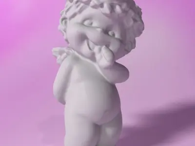 Little Angel stylized statuette Low-poly 3D model