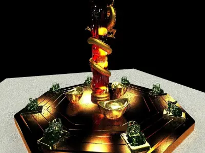 Chinese dragon with yuanbao 3D model