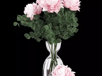 Bouquet Flower Plant Set Low-poly 3D model