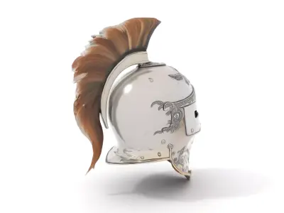 Knight Helm Silver Crest model pack Low-poly 3D model