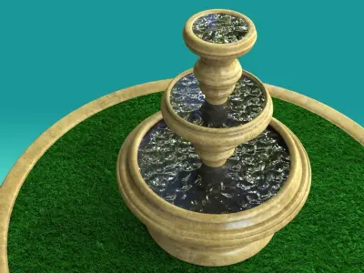Fountain with grass on top Free 3D model