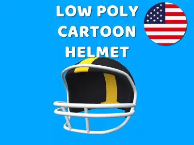 Low poly American Football Helmet 3D model - Cartoon Helmet Low-poly 3D model