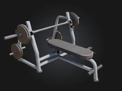 Weightlifting Bench Station  Classic Gym Strength Setup 3D model