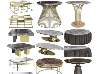 Coffee Table low poly 3d models collection 10 pieces Low-poly 3D model