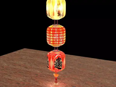 Chinese red lantern  3D model 10