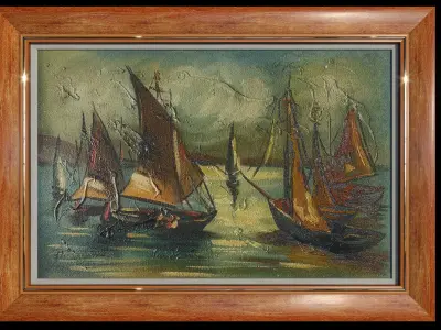 Sailing Boats Oil Painting  3D model