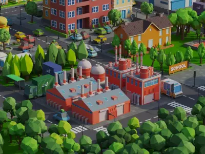 Low Poly City Low-poly 3D model
