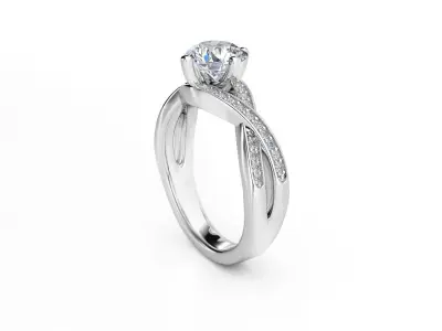 ZRP038 rose gold engagement ring with oval cut center stone 3D print model