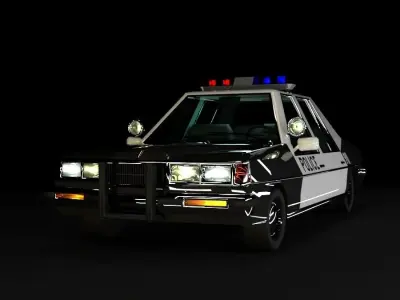 Police car in cartoon style  Low-poly 3D model