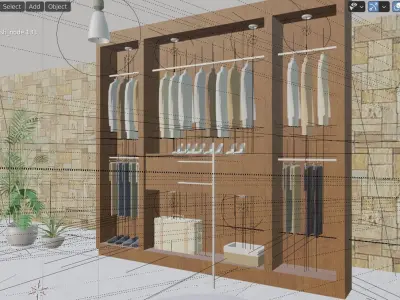 Clothes room Low-poly 3D model