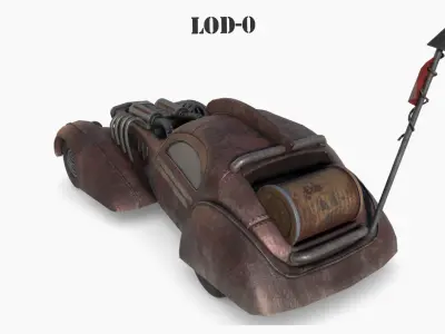 Post Apocalyptic Bugatti Low-poly War Car Game Asset Low-poly 3D model