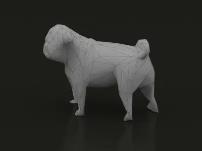 Low Poly Dog Pug Puppy Low-poly 3D model
