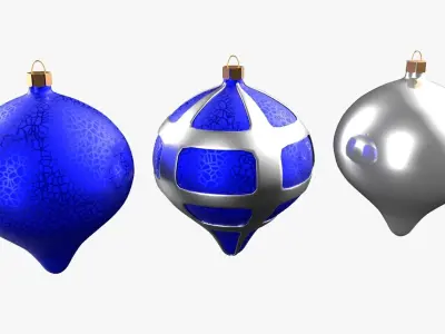 Christmas Tree Ornament Set8 - Blue White Low-poly 3D model