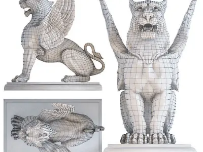 Wing Lion Statue 3D model