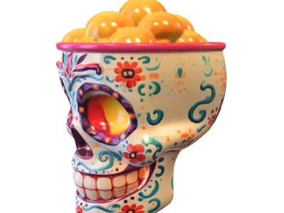 Day of the Dead Skull Candy Bowl Low-poly 3D model